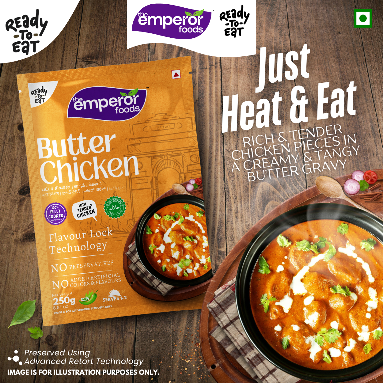 Ready To Eat Butter Chicken Masala | Just Heat & Eat | No Preservatives | 250g