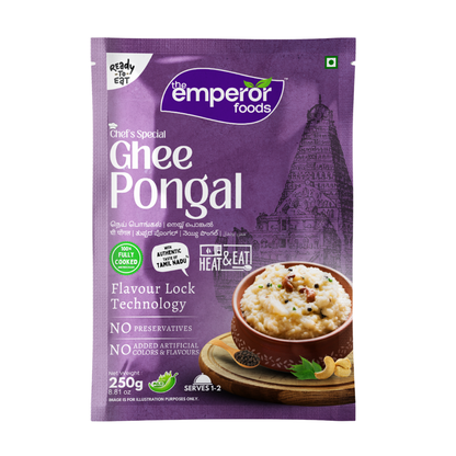 Ghee Pongal Ready To Eat, Just Heat & Eat, Authentic South Indian Taste (Ven Pongal), No Preservatives, 250g