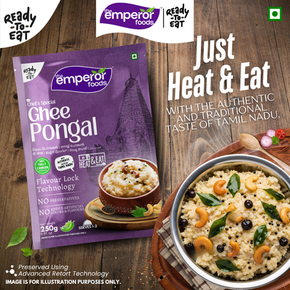 Ghee Pongal Ready To Eat, Just Heat & Eat, Authentic South Indian Taste (Ven Pongal), No Preservatives, 250g