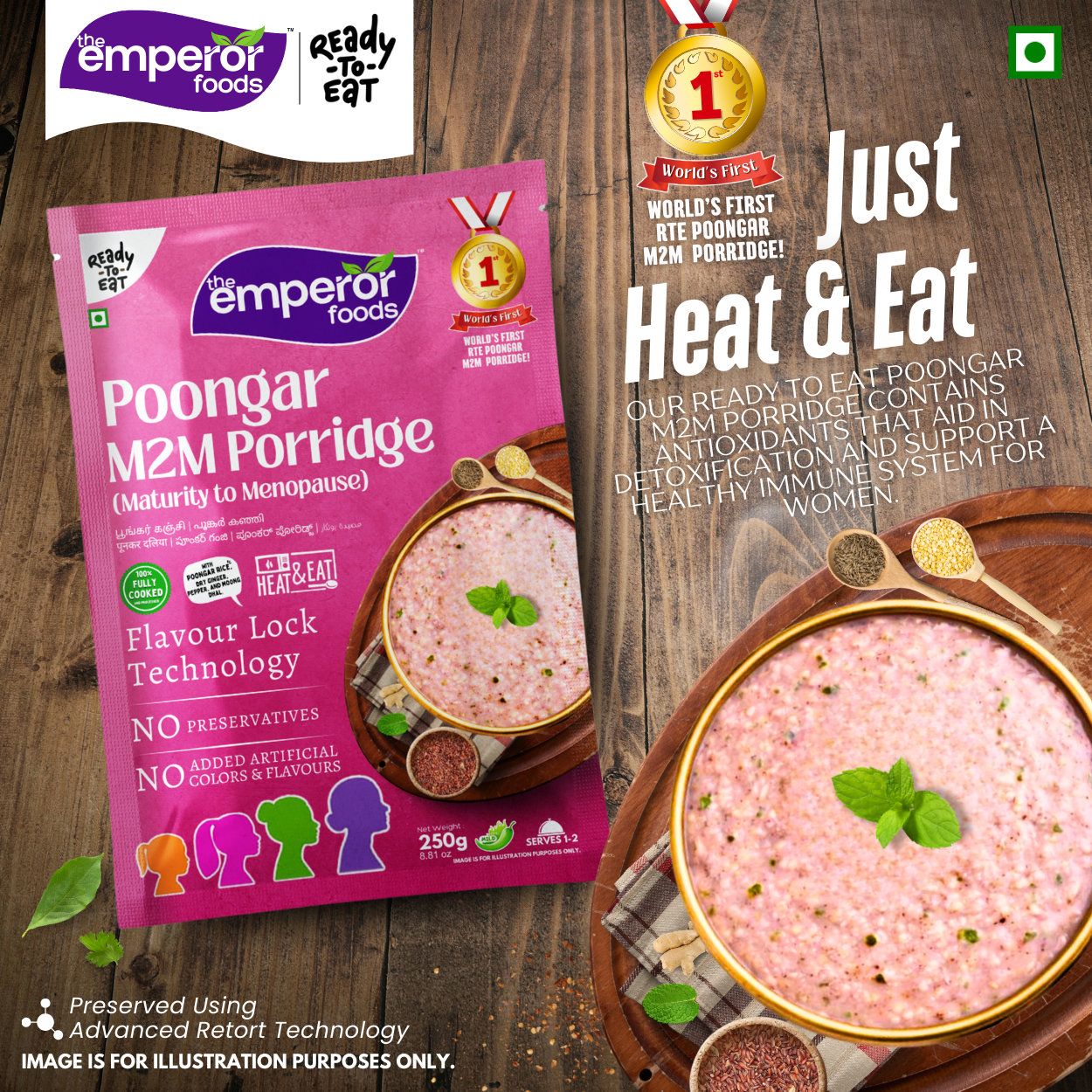 World's First Ready To Eat Poongar M2M Porridge | Made with Woman's Rice (Poongar Rice) | Helps from Maturity to Menopause | Just Heat & Eat | 250g